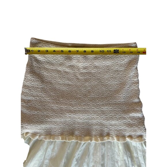 Zara Combined Knit & Ruffle Skirt Size M Cream Boho Chic - Picture 6 of 9